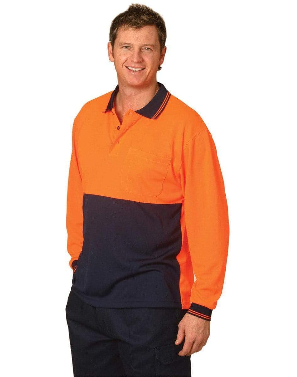 High Visibility Long Sleeve Polo SW05CD Work Wear Australian Industrial Wear   